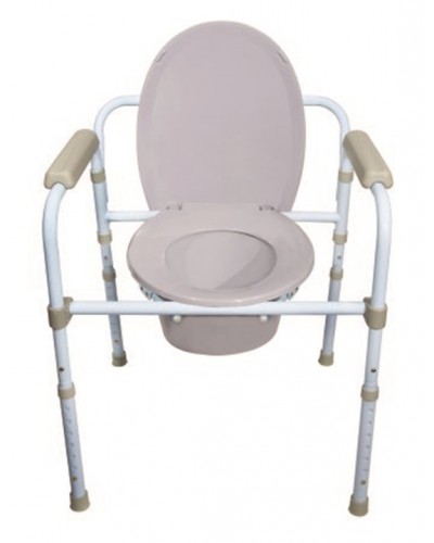 Folding Commode Chair McKesson Fixed Arm Steel Frame Back Bar 17 to 23 Inch Height